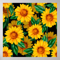 Sonnenblumen nahtlos Muster. Hintergrund mit gelb