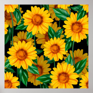 Sonnenblumen nahtlos Muster. Hintergrund mit gelb Poster
