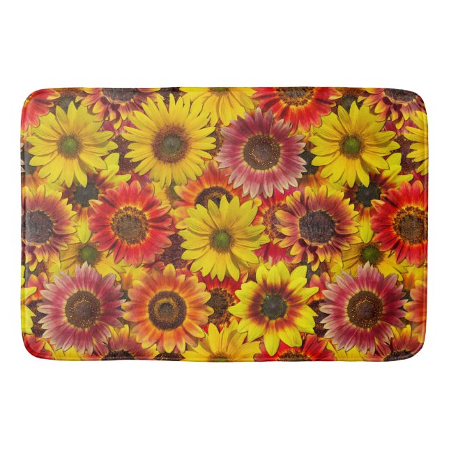 Sonnenblumen Nahtloses Muster Badematte (Vorderseite)