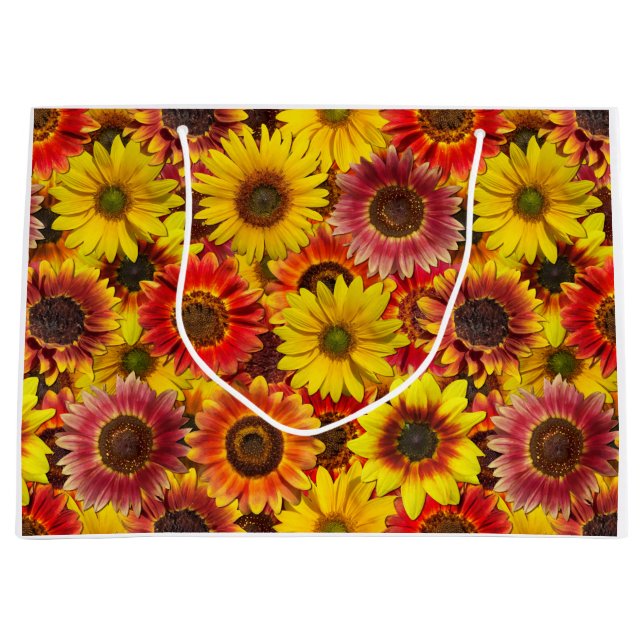 Sonnenblumen Nahtloses Muster Große Geschenktüte (Vorderseite)