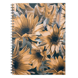 Sonnenblumen nahtloses Muster. Herbst Aquarell Hin Notizblock