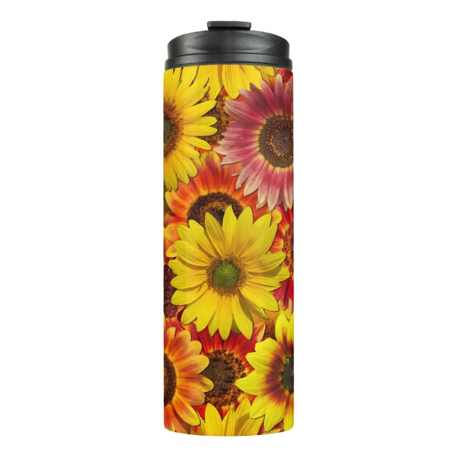 Sonnenblumen Nahtloses Muster Thermosbecher (Vorderseite)