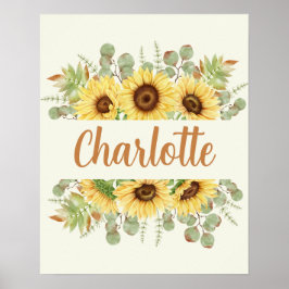 Sonnenblumen Name Poster Art Deco