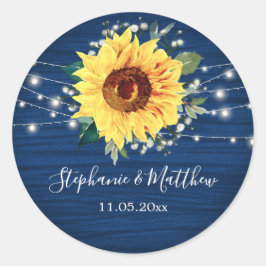 Sonnenblumen Navy Babys Atembeleuchtung Hochzeit Runder Aufkleber