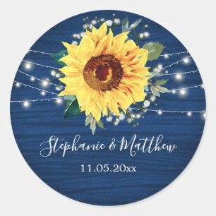 Sonnenblumen Navy Babys Atembeleuchtung Hochzeit Runder Aufkleber
