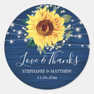 Sonnenblumen Navy Babys atmen Licht dank Hochzeit Runder Aufkleber