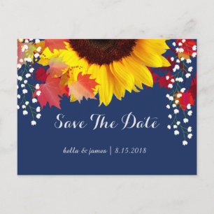 Sonnenblumen Navy Blau Save The Date Karten