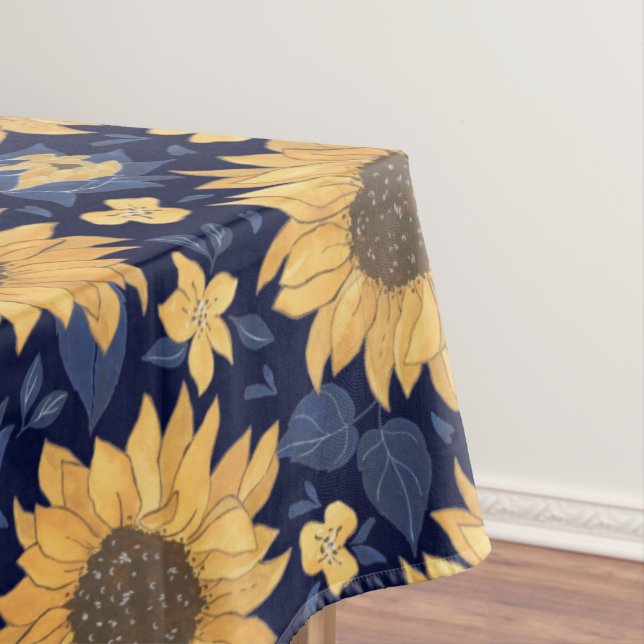 Sonnenblumen Navy blauer Hintergrund  Tischdecke (Beispiel)