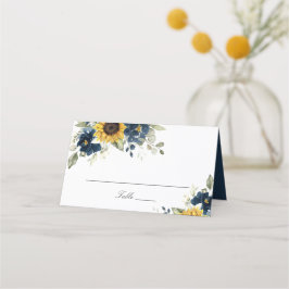 Sonnenblumen Navy Blue Floral Hochzeit Platzkarte