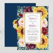 Sonnenblumen Navy Blue Gold Burgundy Blumenhochzei