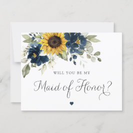 Sonnenblumen Navy Blue Wedding Trauzeugin Card Einladung