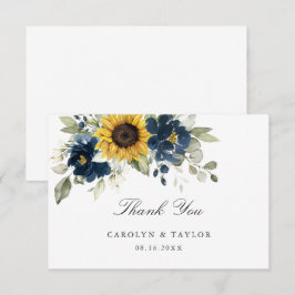 Sonnenblumen Navy Blume Rustikale Hochzeit Dankeskarte