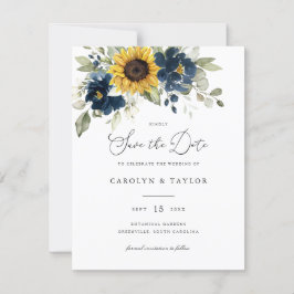 Sonnenblumen Navy Blumen Grüne Hochzeit Einladung