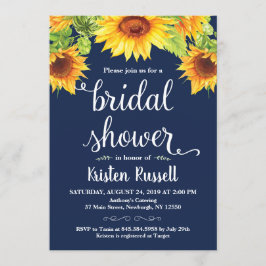 Sonnenblumen-Navy-Brautparty Einladung
