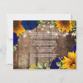 Sonnenblumen & Navy Rose Rustikale Hochzeitskarte Einladung