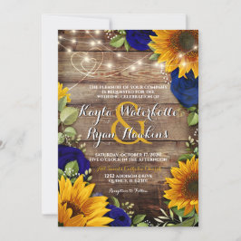 Sonnenblumen & Navy Rose Rustikale Holzleuchten la Einladung
