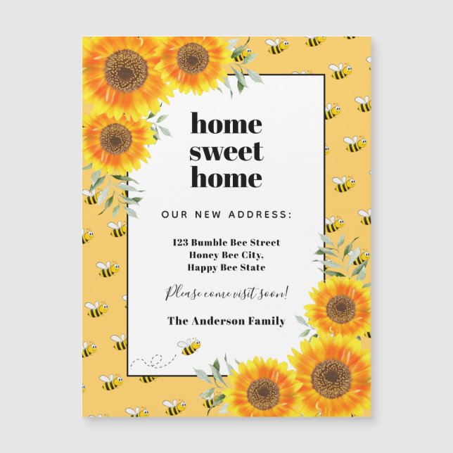 Sonnenblumen neue Zuhause Magnetkarte (Vorderseite)