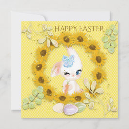 Sonnenblumen Niedlich Bunny Eggs Happy Ostergelb Feiertagskarte