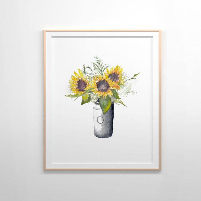 Sonnenblumen noch Leben Aquarellmalerei Poster (Von Creator hochgeladen)