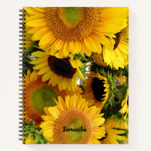 Sonnenblumen-Notizbuch mit individuellem Text & Na Notizbuch