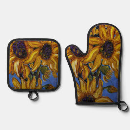 Sonnenblumen Ofen-Mitt und Set zur Töpfchenhaltung