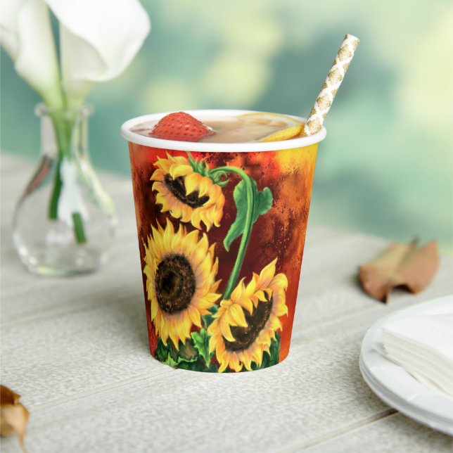 Sonnenblumen Papier-Cups Pappbecher (In Situ)