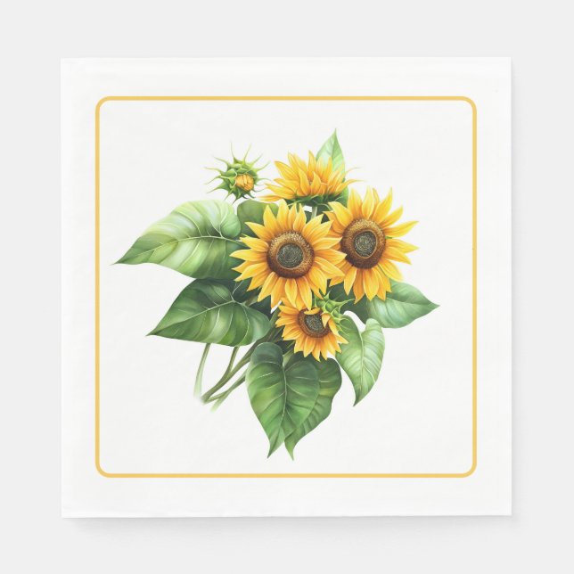Sonnenblumen-Papier-Servietten Serviette (Vorderseite)