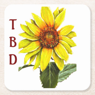 Sonnenblumen-Papier-Set Rechteckiger Pappuntersetzer