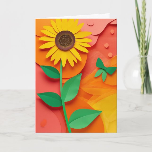 Sonnenblumen-Papierblüte Karte (Vorderseite)
