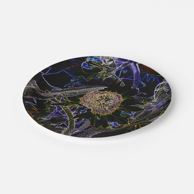 SONNENBLUMEN PAPPTELLER (Schrägansicht)