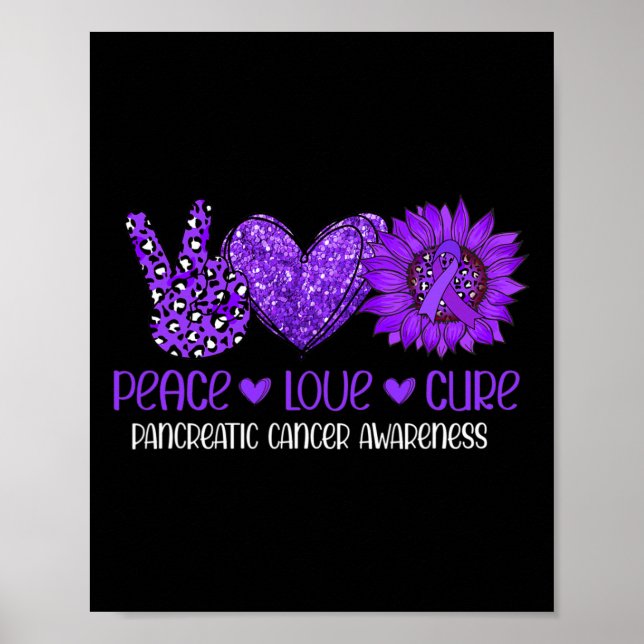 Sonnenblumen Peace Liebe Bauchspeicheldrüsenkrebs  Poster (Vorne)