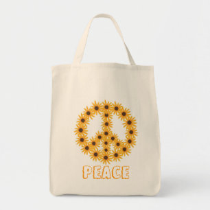 Sonnenblumen Peace Sign Canvas Bags Tragetasche