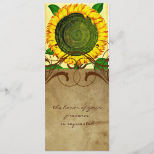 Sonnenblumen-Pergament-Hochzeitseinladung hoch Einladung