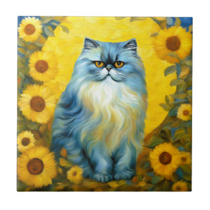Sonnenblumen Persische Katze Fliese