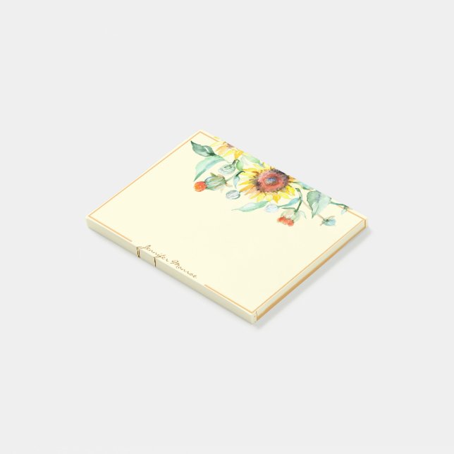 Sonnenblumen personalisiert post-it klebezettel (angewinkelt)