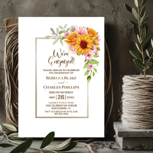 Sonnenblumen Pink Floral Engagement Party Einladung