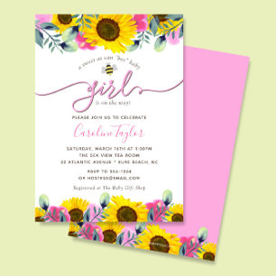 Sonnenblumen Pink Roses Sweet Bee Girl Baby Dusche Einladung