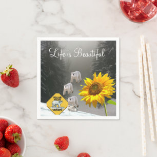 Sonnenblumen Polar Bären Blumenpapier Napkins Serviette