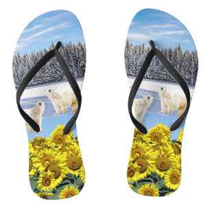 Sonnenblumen Polar Bären Blütenflöten Flops Flip Flops