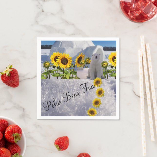 Sonnenblumen Polar Bear Paper Napkins Serviette (Beispiel)