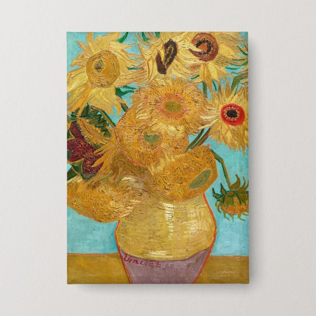 Sonnenblumen, Postimpressionistische Stilleben-Mal Button (Vorderseite)