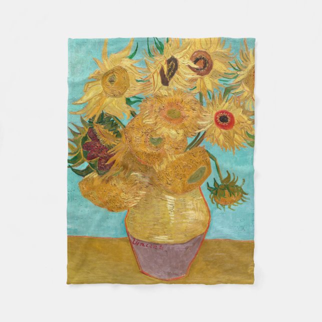 Sonnenblumen, postimpressionistisches Stillleben-G Fleecedecke (Vorderseite)
