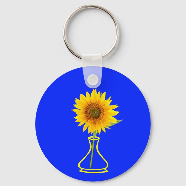 Sonnenblumen-Power Sonnenblumen und Vase Schlüsselanhänger (Vorderseite)