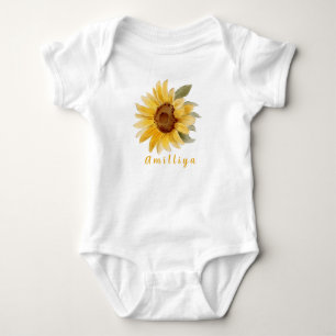 Sonnenblumen Print Personalisiert Name Niedlich Mo Baby Strampler