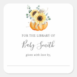 Sonnenblumen Pumpkin Baby Duschkabine Buchzeichen Quadratischer Aufkleber