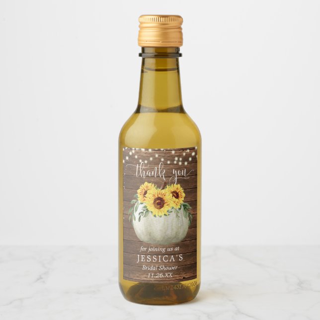 Sonnenblumen Pumpkin Mini Weinflasche Etikett (Vorderseite)
