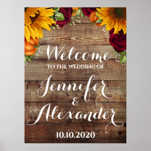 Sonnenblumen, Pumpkin & Rose Begrüßung Begrüßungsz Poster