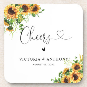 Sonnenblumen-Quadrat-Hochzeitsuntersetzer Getränkeuntersetzer