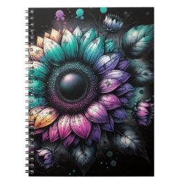 Sonnenblumen Rainbow Splash Spiral Foto Notebook Notizblock