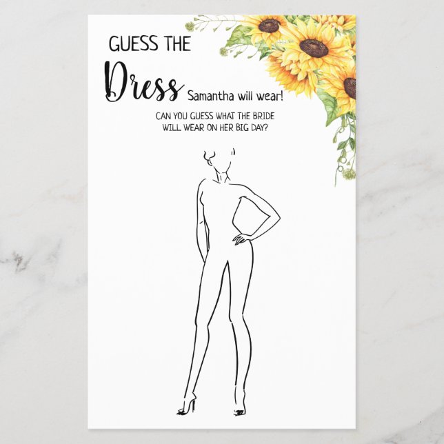 Sonnenblumen Raten Sie die Dress Brautparty Game C Flyer (Vorne)